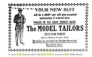 Model Tailors vintage newspaper ad from 1920's